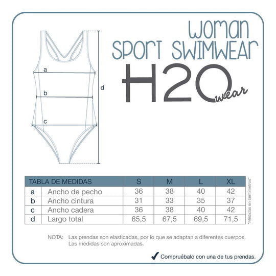 Traje de Baño Mujer Deportivo Cierre H2O Wear  Azul