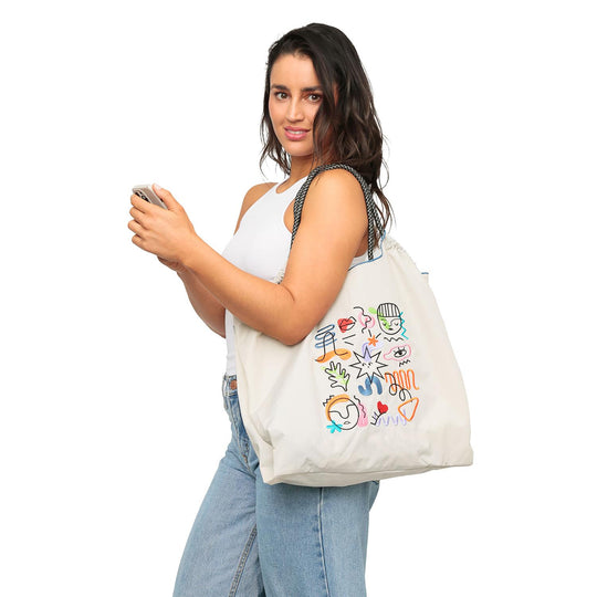 Bolso Bordado Abstract H2O Wear Crema