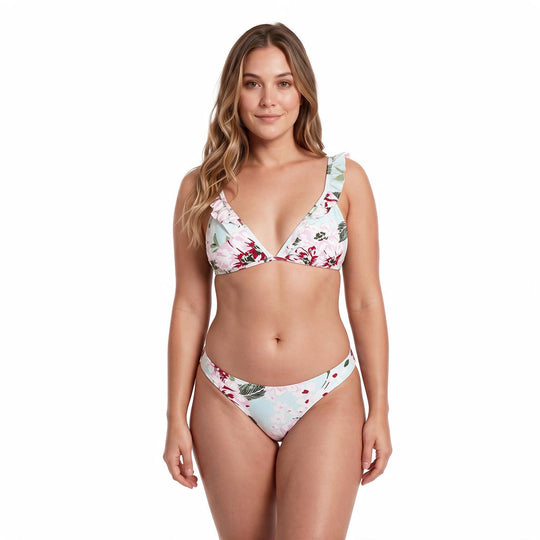 Traje de Baño Bikini con Vuelos para Mujer Verde