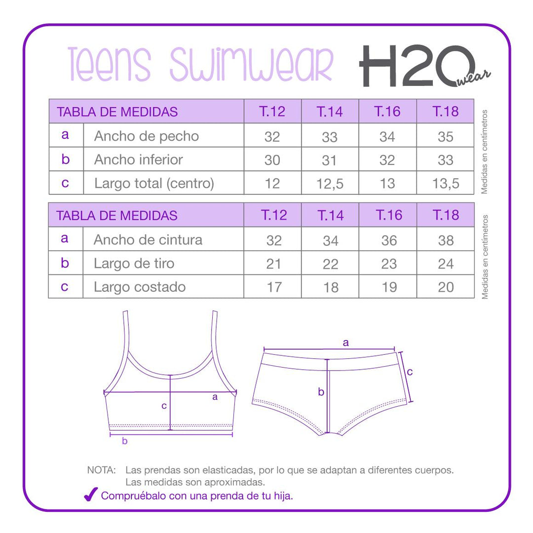 Bikini UV50 Teens Niña Vuelos Subl | H2O WEAR