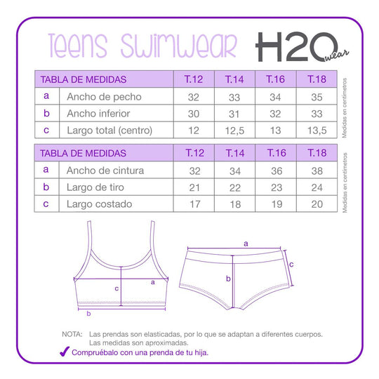 Bikini UV50 Teens Niña Vuelos Subl | H2O WEAR