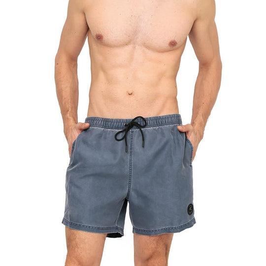Traje de Baño Hombre Short  Liso Gastado H2O Wear Azul