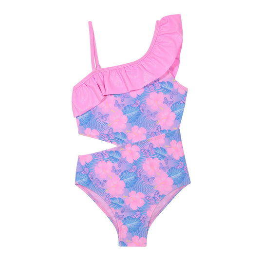 Traje de Baño UV50 Niña 1 Hombro, Vuelo Y Cut Out | H2O WEAR