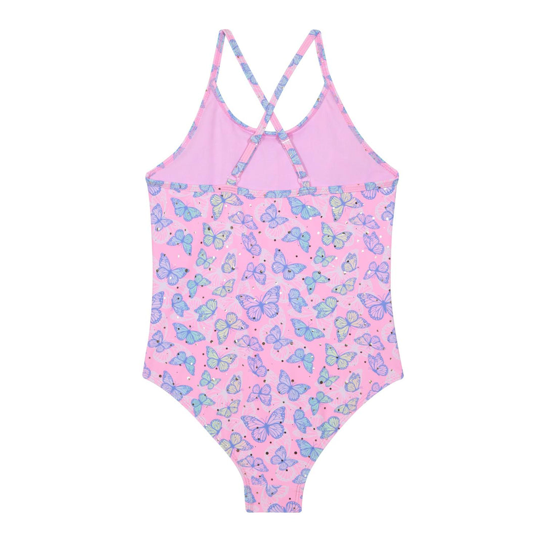 Traje de Baño UV50 Niña Piping Y Vuelo Frontal | H2O WEAR