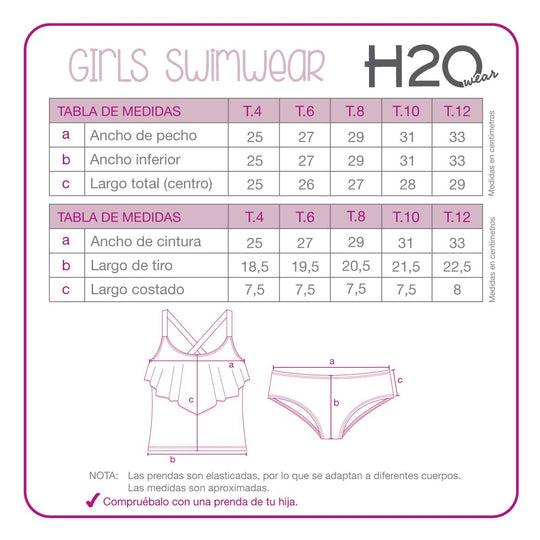 Tankini UV50 Niña Vuelo Frontal | H2O WEAR