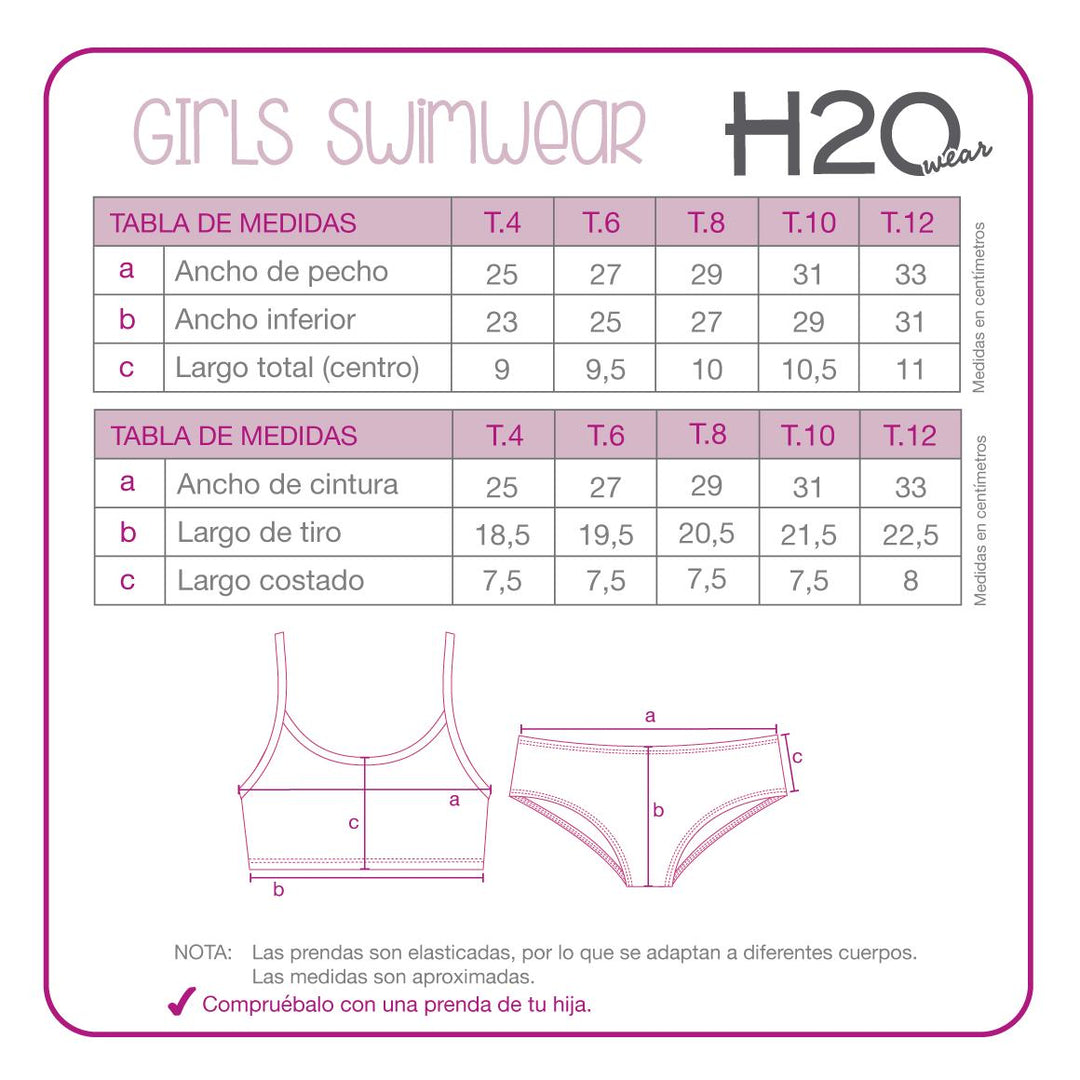 Bikini UV50 Niña Top Vuelos Y Tirantes Recogidos | H2O WEAR