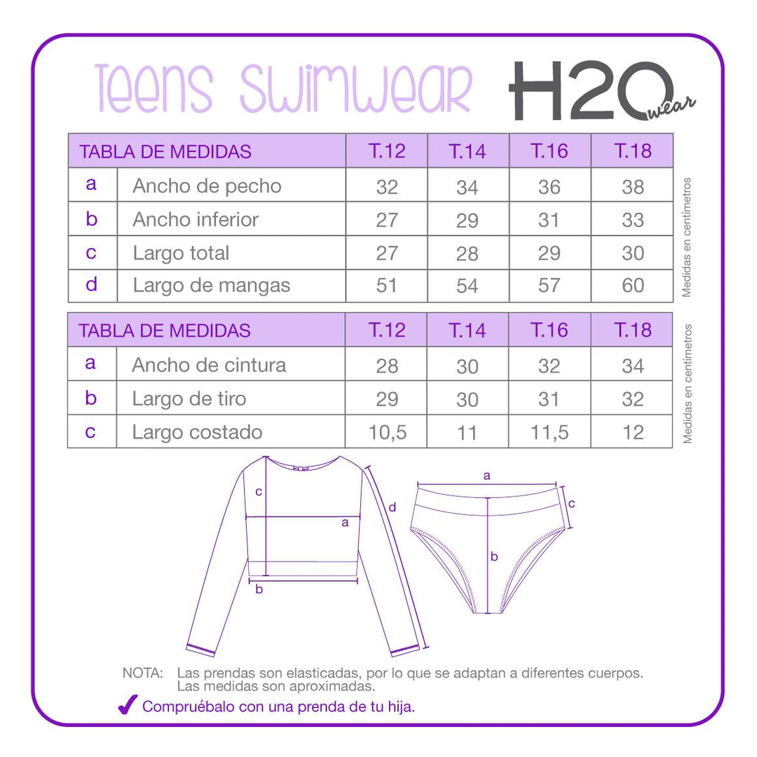Tankini UV50 Teens Niña Crop Top M.Larga | H2O WEAR