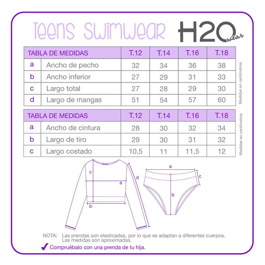 Tankini UV50 Teens Niña Crop Top M.Larga | H2O WEAR