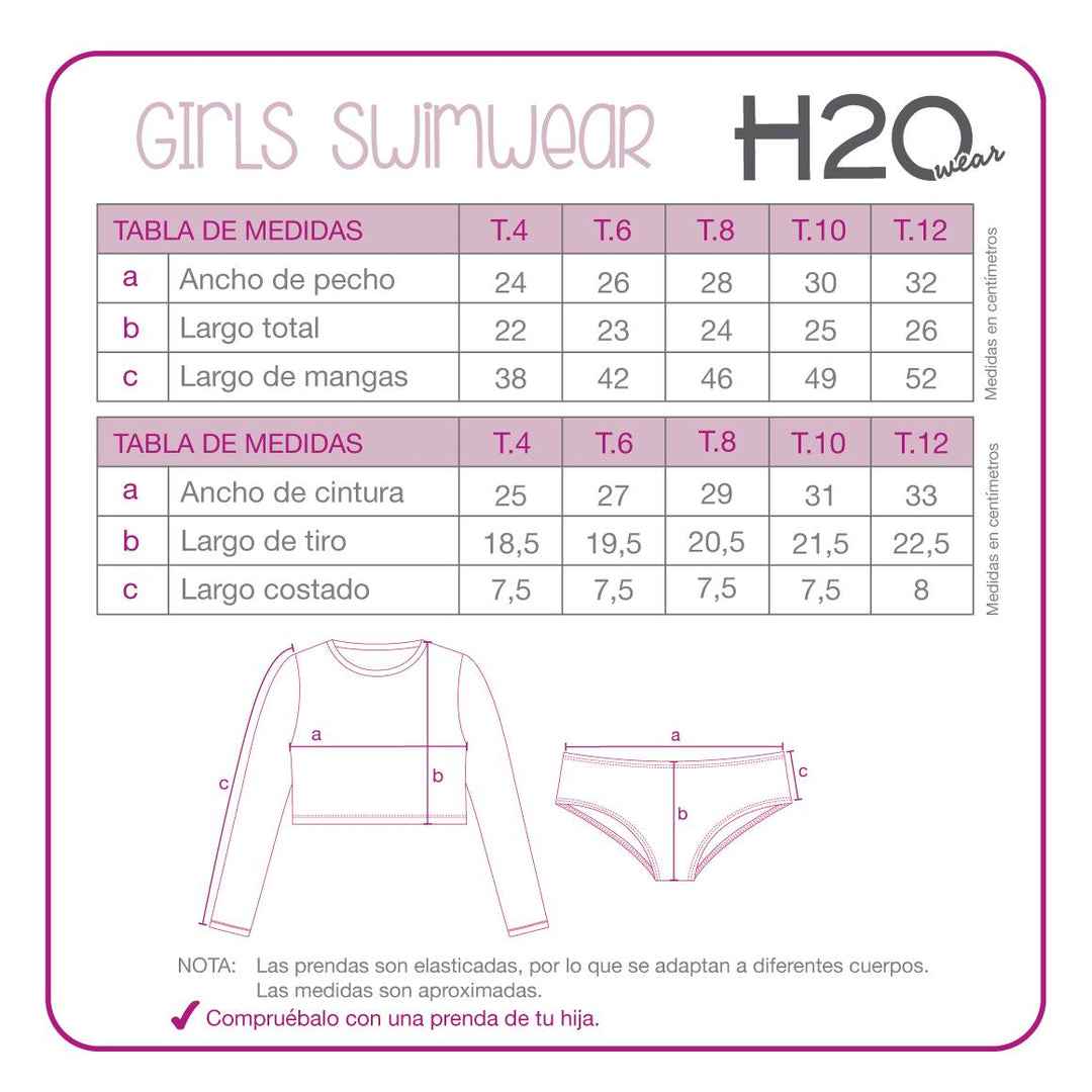 Niña Tankini Crop Top Vuelos Hombros H2owear