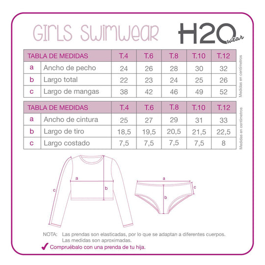 Niña Tankini Crop Top Vuelos Hombros H2owear