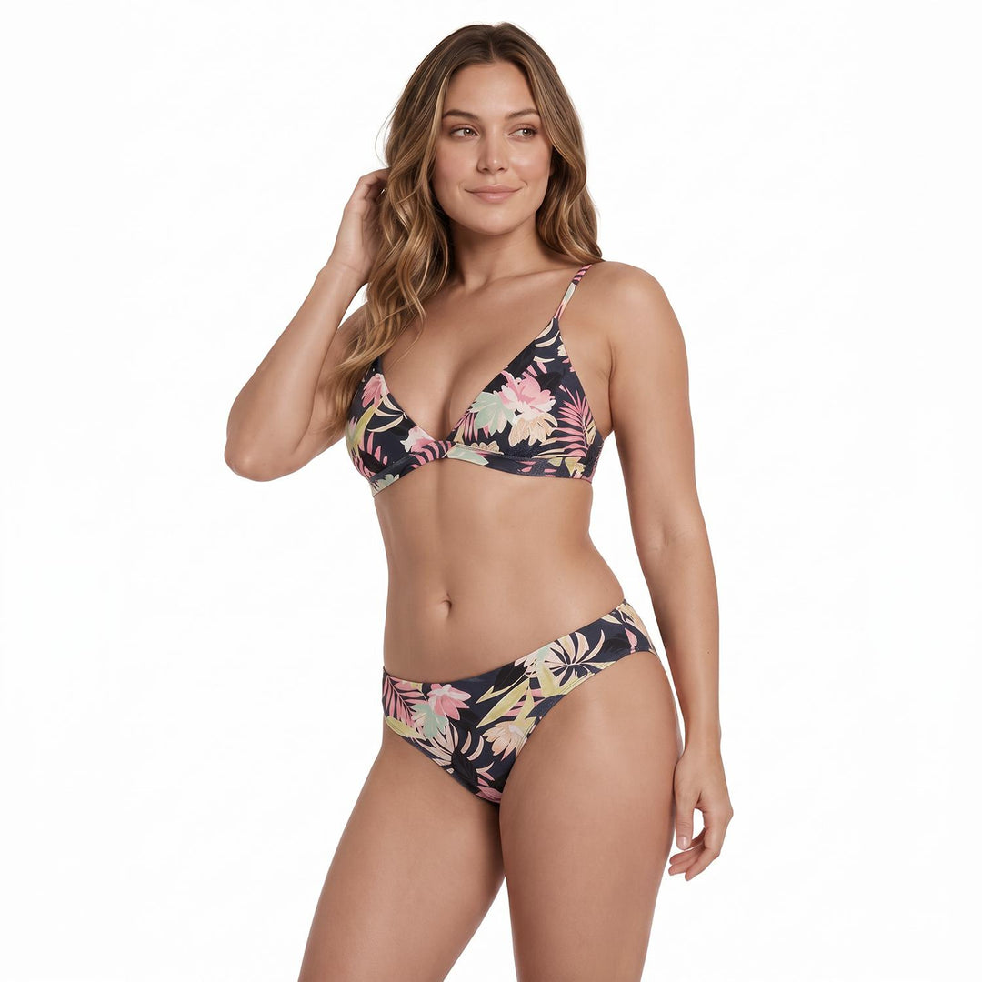 Traje de Baño Bikini Mujer H2O Wear Triangulo Fijo Flores Azul