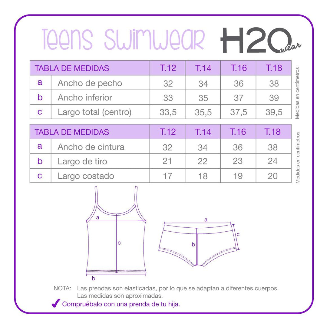 Tankini UV50 Teens Niña Subl Espalda Cruzada | H2O WEAR