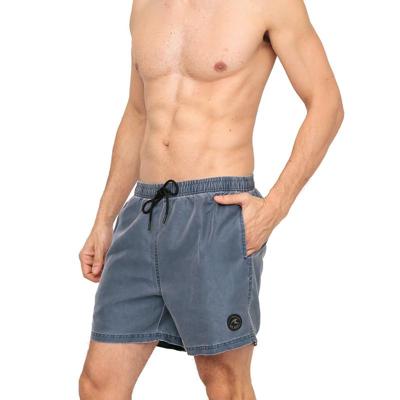Traje de Baño Hombre Short  Liso Gastado H2O Wear Azul