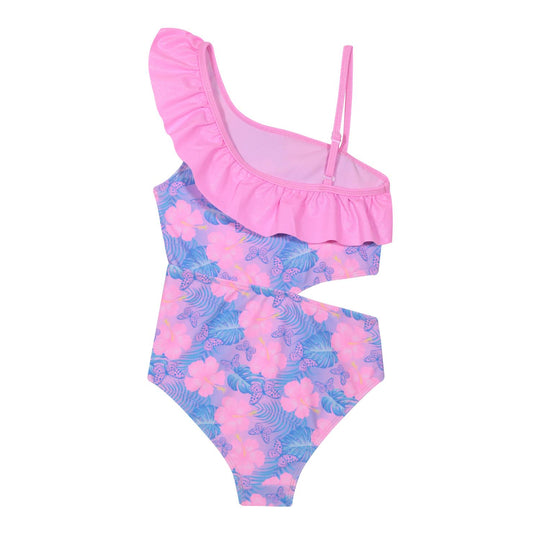 Traje de Baño UV50 Niña 1 Hombro, Vuelo Y Cut Out | H2O WEAR