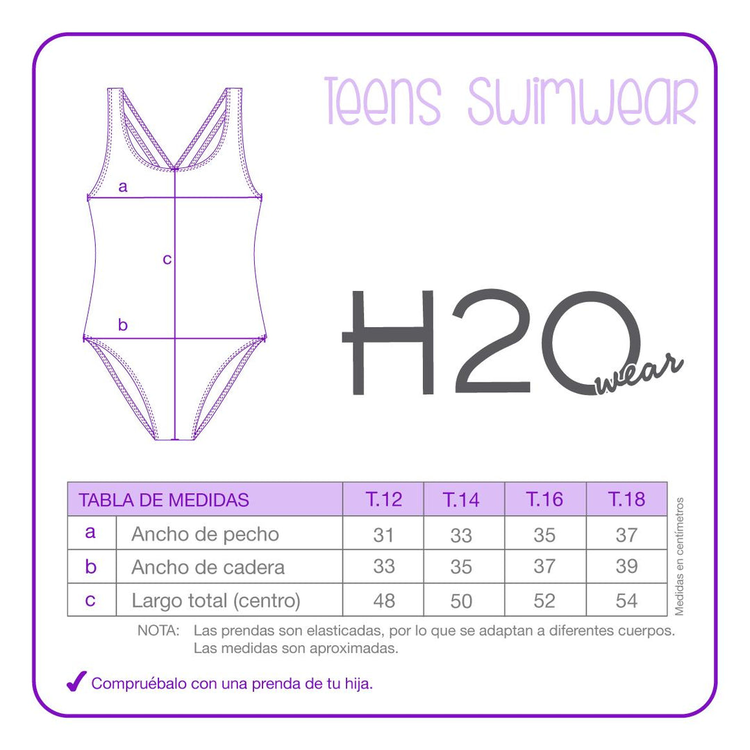 Traje de Baño UV50 Teens Niña Camiseta Subl | H2O WEAR