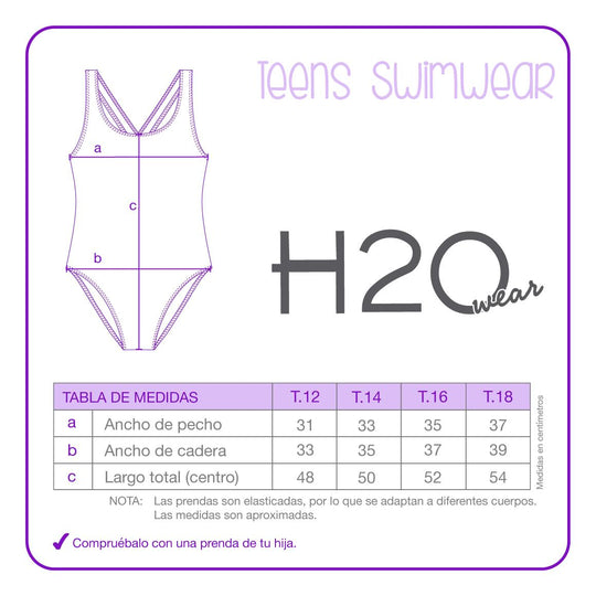 Traje de Baño UV50 Teens Niña Camiseta Subl | H2O WEAR