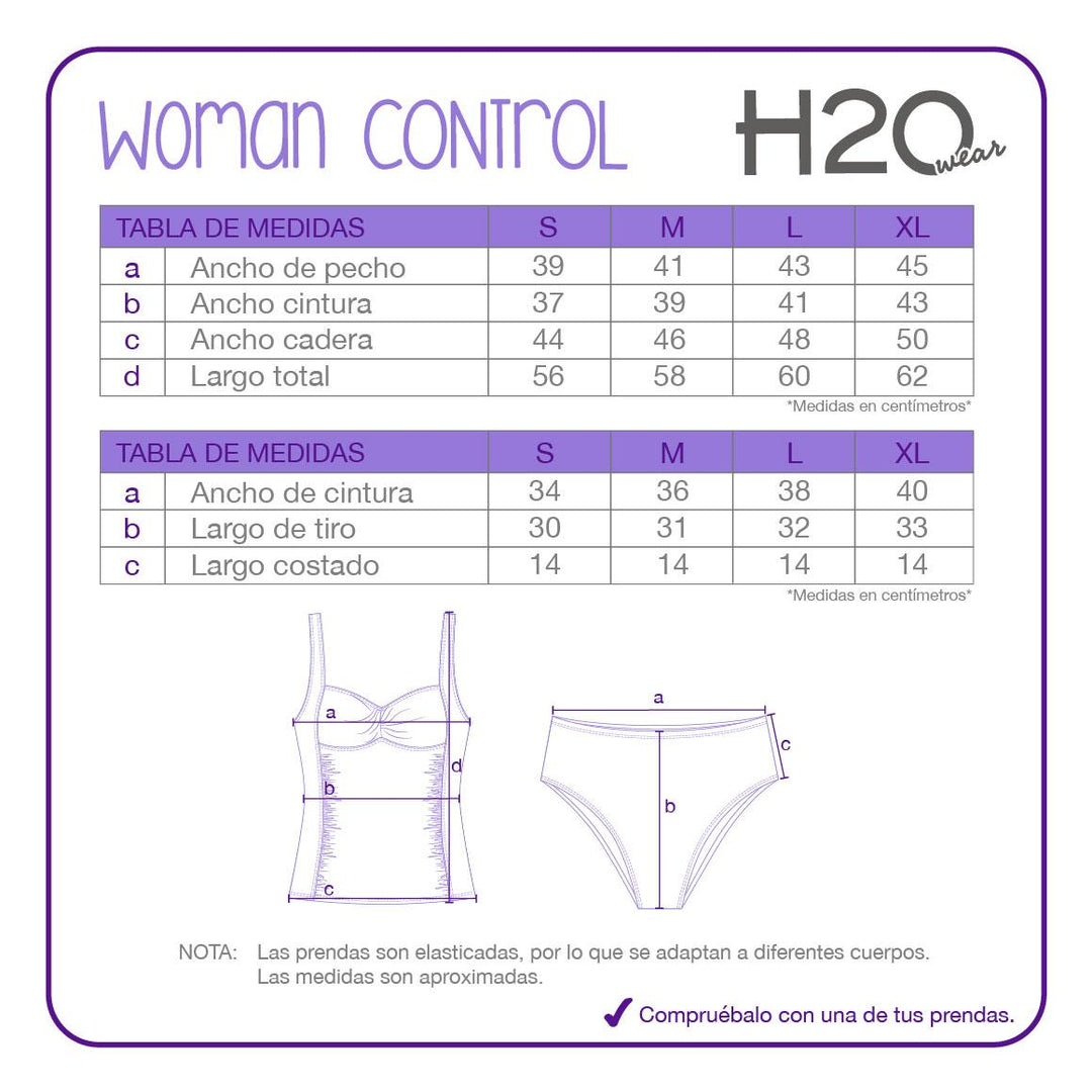 Tankini Mujer Control Cortes Costado Y Bottom Alto Selena | H2O WEAR