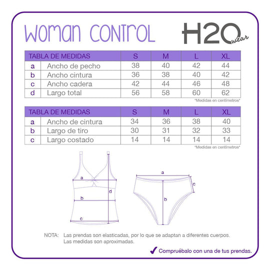 Tankini Mujer Control Nudo Bottom Alto Jessica | H2O WEAR