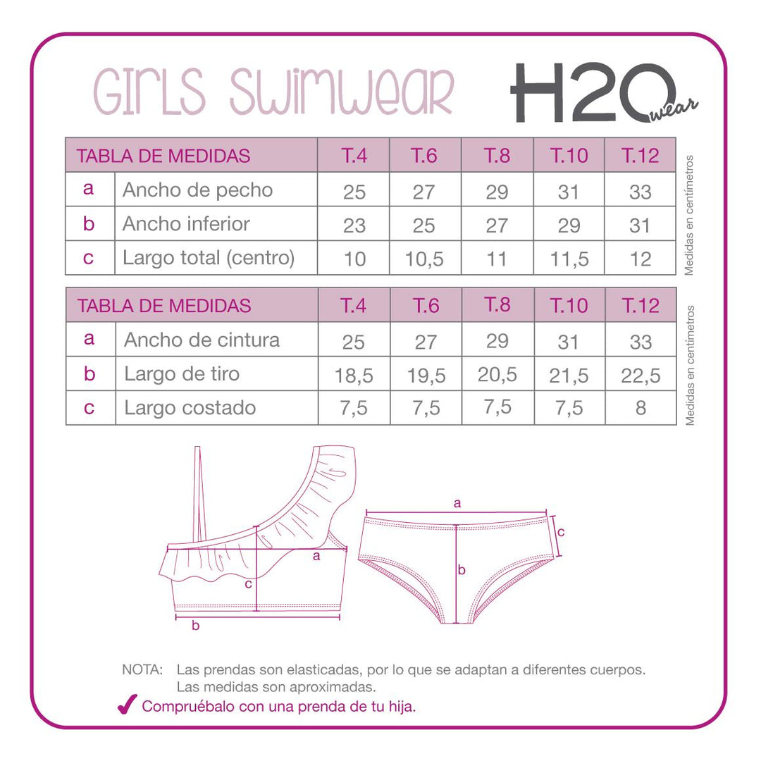 Bikini UV50 Niña 1 Hombro Y Vuelo | H2O WEAR