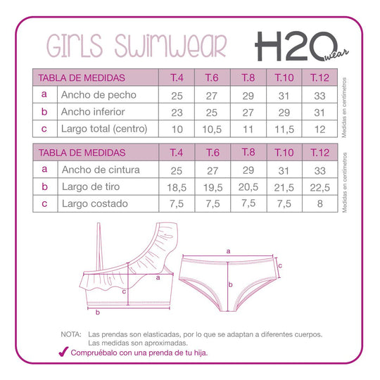 Bikini UV50 Niña 1 Hombro Y Vuelo | H2O WEAR