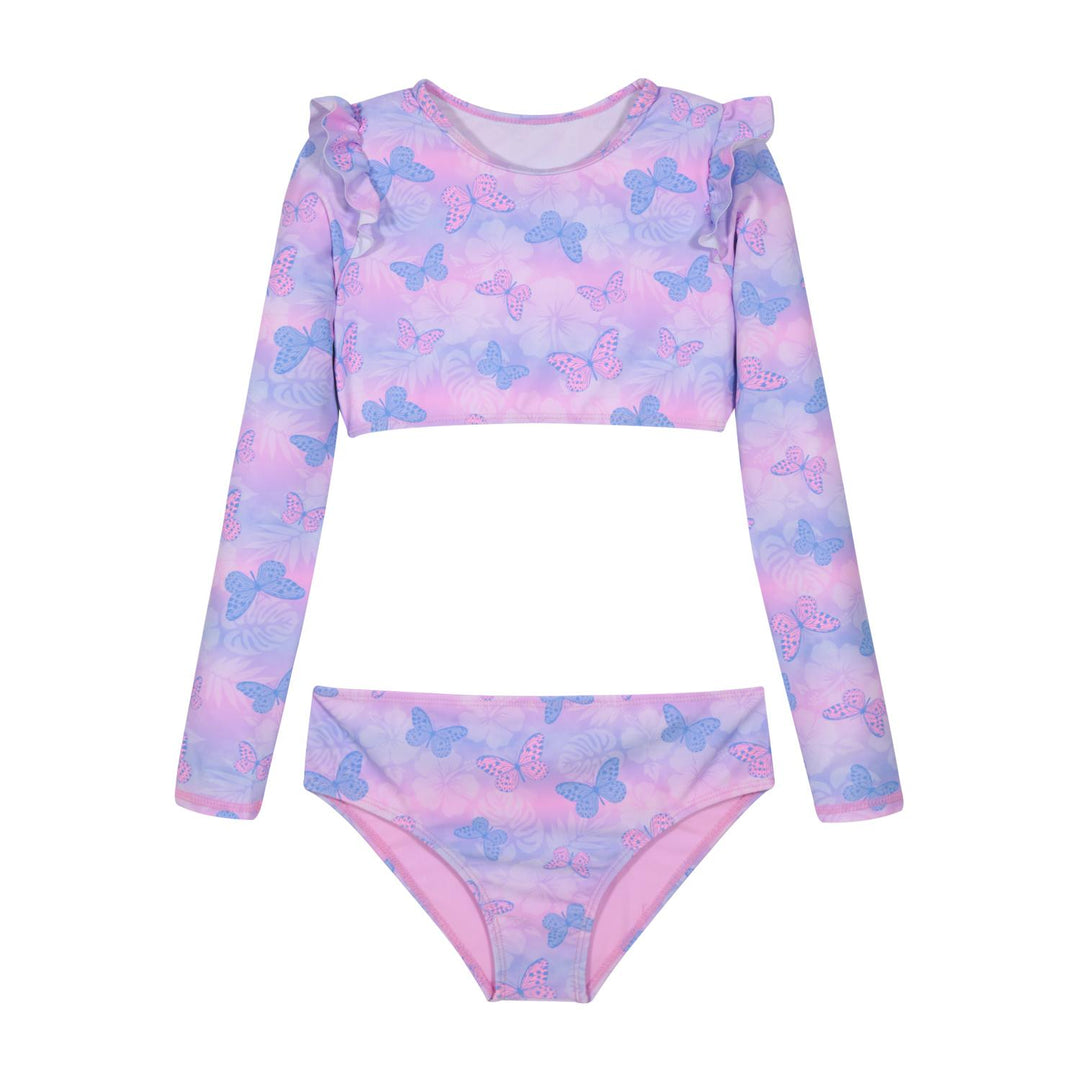 Niña Tankini Crop Top Vuelos Hombros H2owear