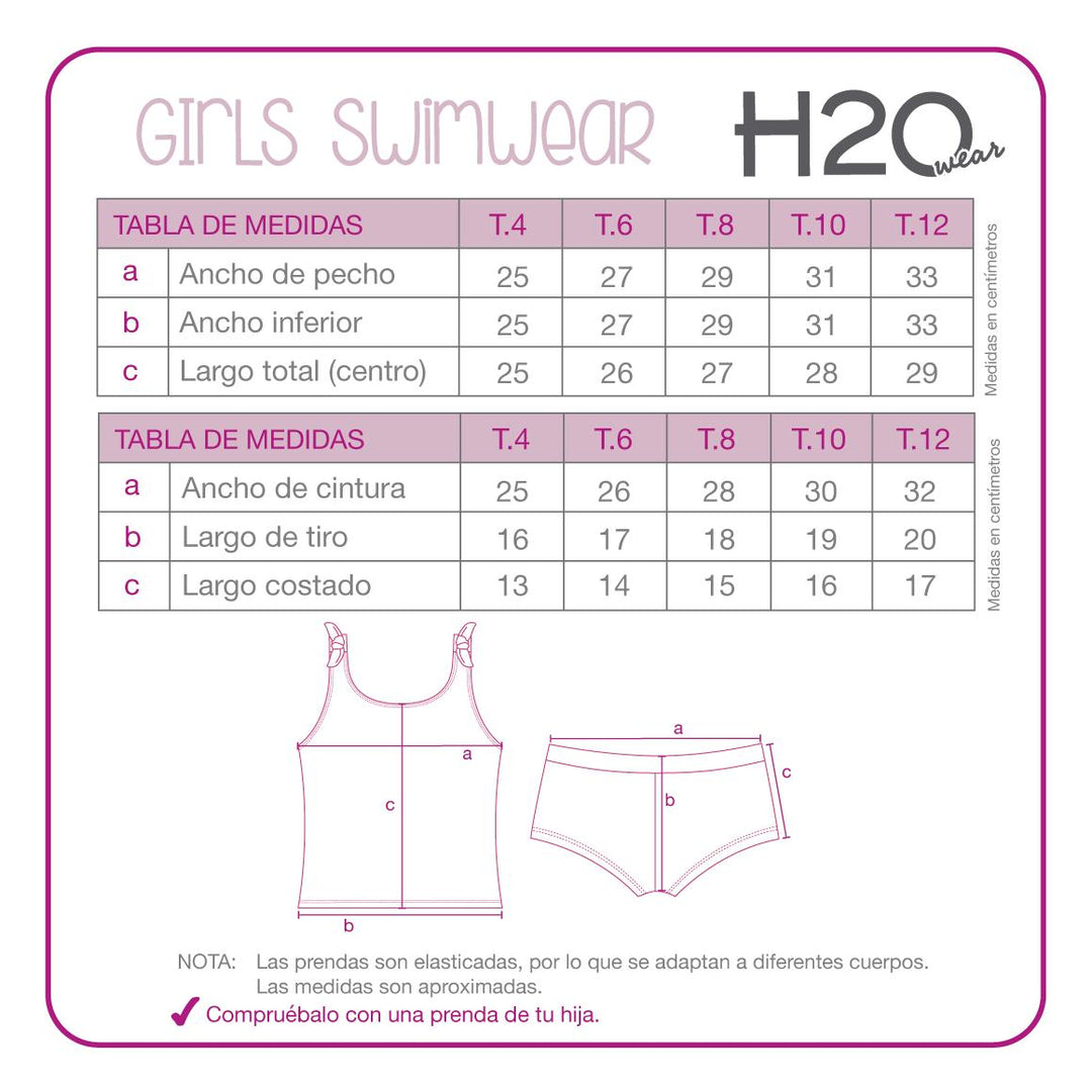 Tankini UV50 Niña Top Ribbons Falsos | H2O WEAR