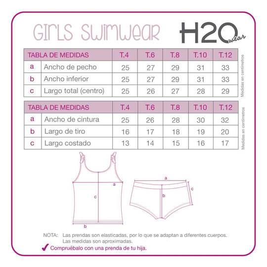 Tankini UV50 Niña Top Ribbons Falsos | H2O WEAR