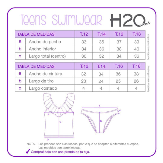 Traje de Baño Niña Teens Tankini UV30+ en V H2O Wear