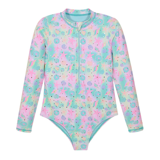 Traje de Baño UV50 Niña Con Zipper M.Larga | H2O WEAR