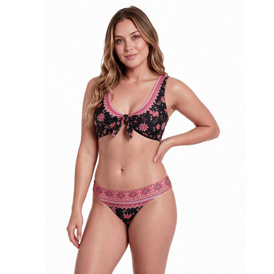Traje de Baño Top Camiseta para Mujer Negro